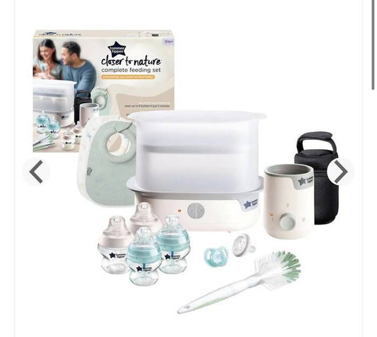 Tommee Tippee Closer to Nature Complete Feeding Set with Electric Steam Steriliser, Bottle Warmer, Soothers & Bottles for Newborns