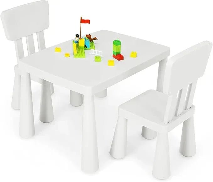 COSTWAY Kids Table and Chair Set, Children Multi Activity Desk with 2 Chairs, 3 - Piece Toddler Furniture Set for Eating, Drawing, Writing, Craft, Snack Time, 77 x 55 x 50 cm - Adenzo Comfies