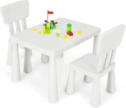 COSTWAY Kids Table and Chair Set, Children Multi Activity Desk with 2 Chairs, 3 - Piece Toddler Furniture Set for Eating, Drawing, Writing, Craft, Snack Time, 77 x 55 x 50 cm - Adenzo Comfies