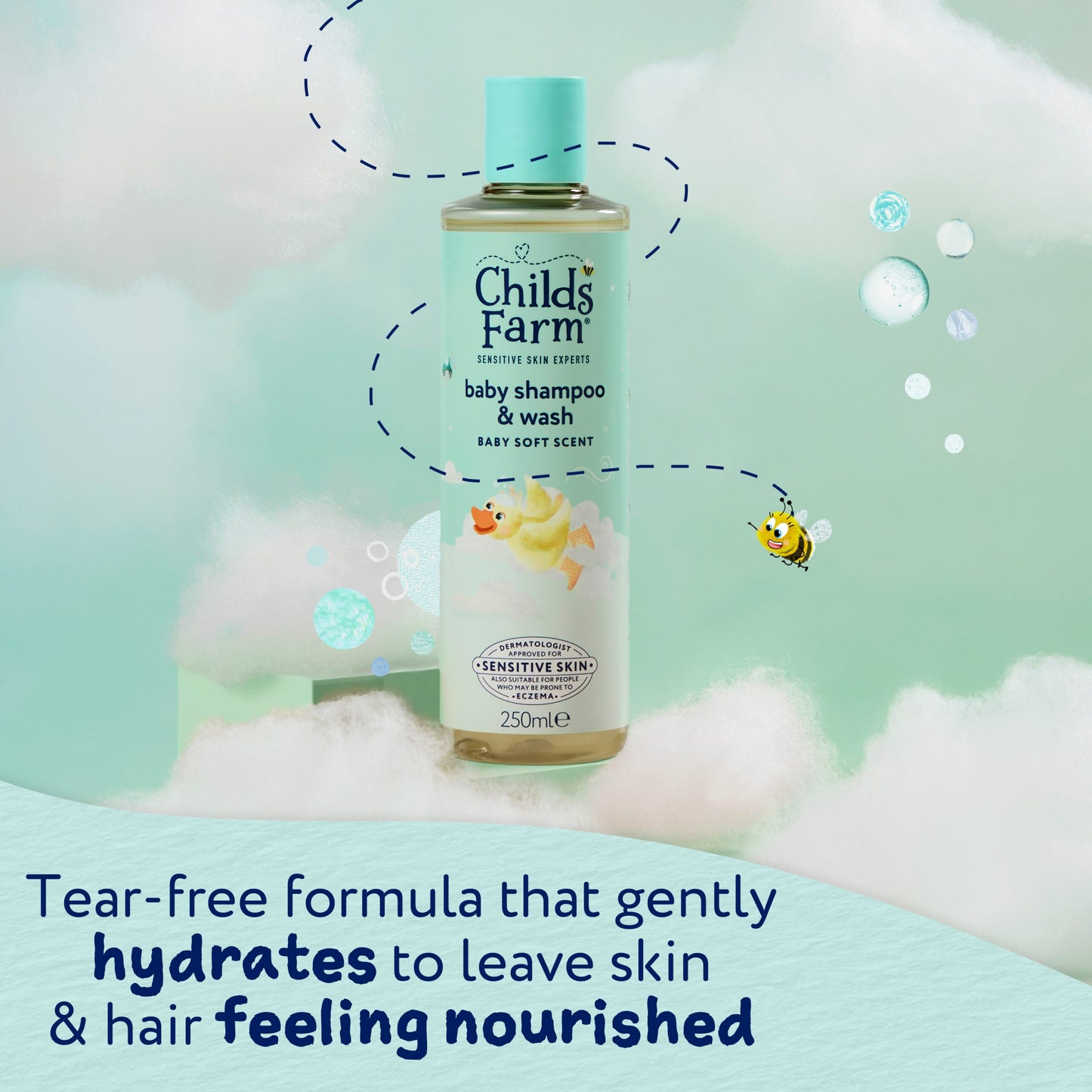 Child's Farm Baby Shampoo Unfragranced Gently Cleanses Hair and Scalp Suitable for Newborns with Dry, Sensitive and Eczema-prone Skin and Scalp, 250 ml