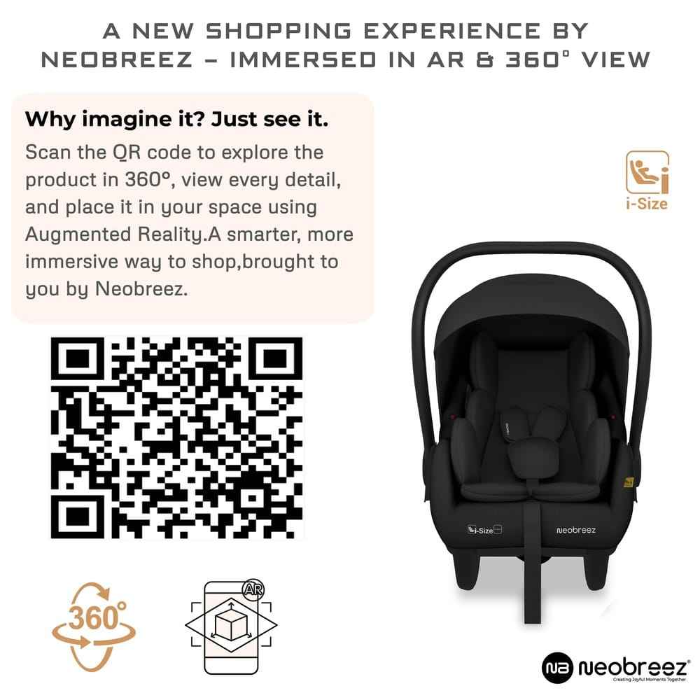 Neobreez i-SACRO i-Size Infant Car Seat, Lightweight Baby Carrier Car Seat, Includes Seat Reducer& Seat Wedge,3 Point Strap ECE R129, Newborn to 15 months, Waterproof UPF50+ Canopy (13kg-Black . - Adenzo Comfies