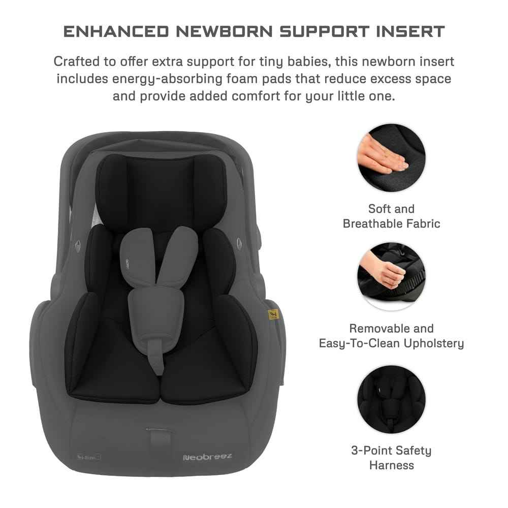 Neobreez i-SACRO i-Size Infant Car Seat, Lightweight Baby Carrier Car Seat, Includes Seat Reducer& Seat Wedge,3 Point Strap ECE R129, Newborn to 15 months, Waterproof UPF50+ Canopy (13kg-Black . - Adenzo Comfies