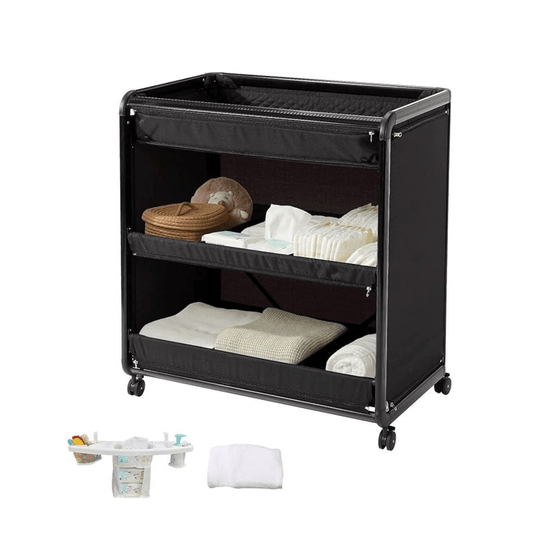 Sweeby Changing Table Baby Changing Station with Wheels, Portable Baby Changing Tables Soft Changing Table Topper, Diaper Changing Station Newborn Changing Essentials(Black) - Adenzo Comfies