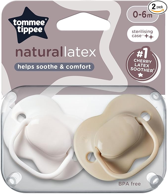 Tommee Tippee Cherry Latex Soothers, 0–6m, 2 Pack, Natural Latex, Cherry‑Shaped Teat, BPA‑Free, Soft & Flexible