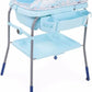 Chicco Cuddle & Bubble Ergonomic Baby Bathtub with Legs and Changing Mat with Padded and Soft Reducer, Adjustable Height, Compact Closure, Organizer, 2 Wheels, Max. 11 kg - Blue (Ocean) - Adenzo Comfies