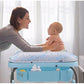 Chicco Cuddle & Bubble Ergonomic Baby Bathtub with Legs and Changing Mat with Padded and Soft Reducer, Adjustable Height, Compact Closure, Organizer, 2 Wheels, Max. 11 kg - Blue (Ocean) - Adenzo Comfies