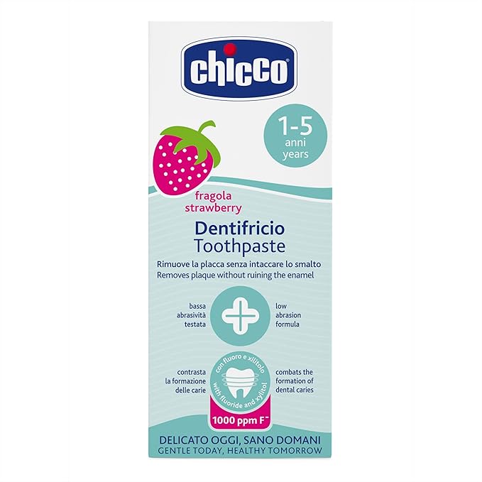 Chicco Strawberry Toothpaste 50mL - Nonabrasive for 12M+ Kids - Adenzo Comfies