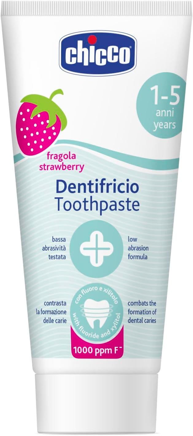 Chicco Strawberry Toothpaste 50mL - Nonabrasive for 12M+ Kids - Adenzo Comfies