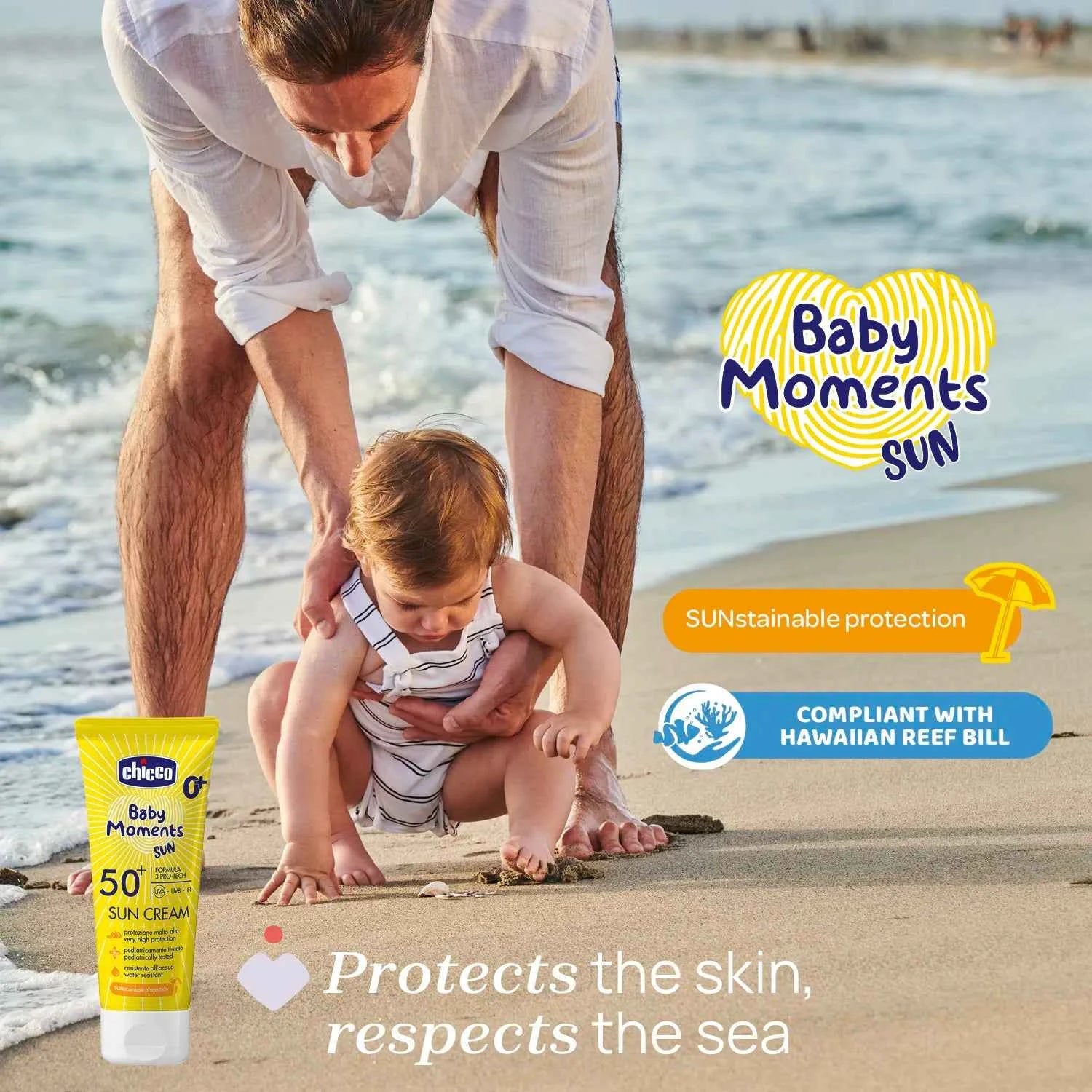 Chicco Baby Moments Sun SPF 50+ Sunscreen – 75ml, Newborn & Above