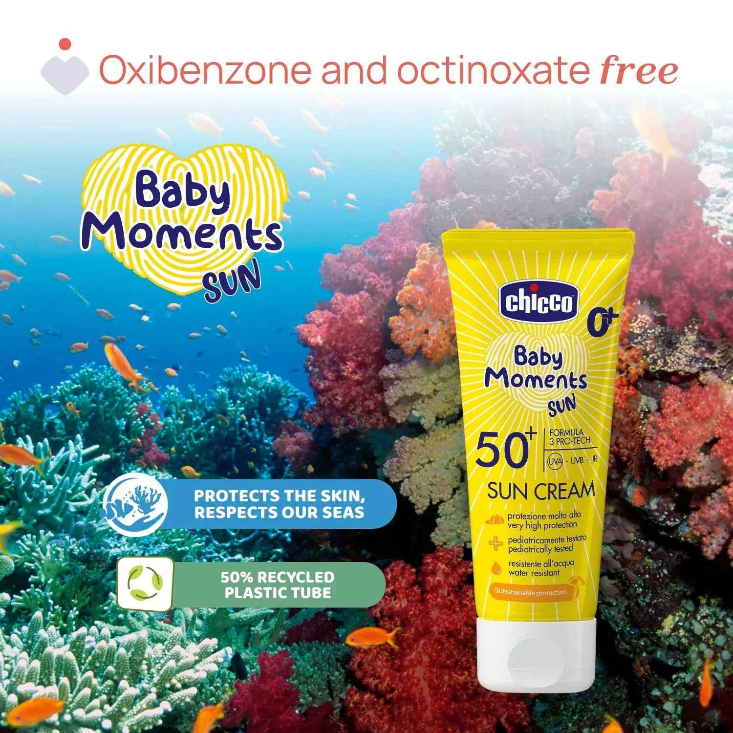 Chicco Baby Moments Sun SPF 50+ Sunscreen – 75ml, Newborn & Above