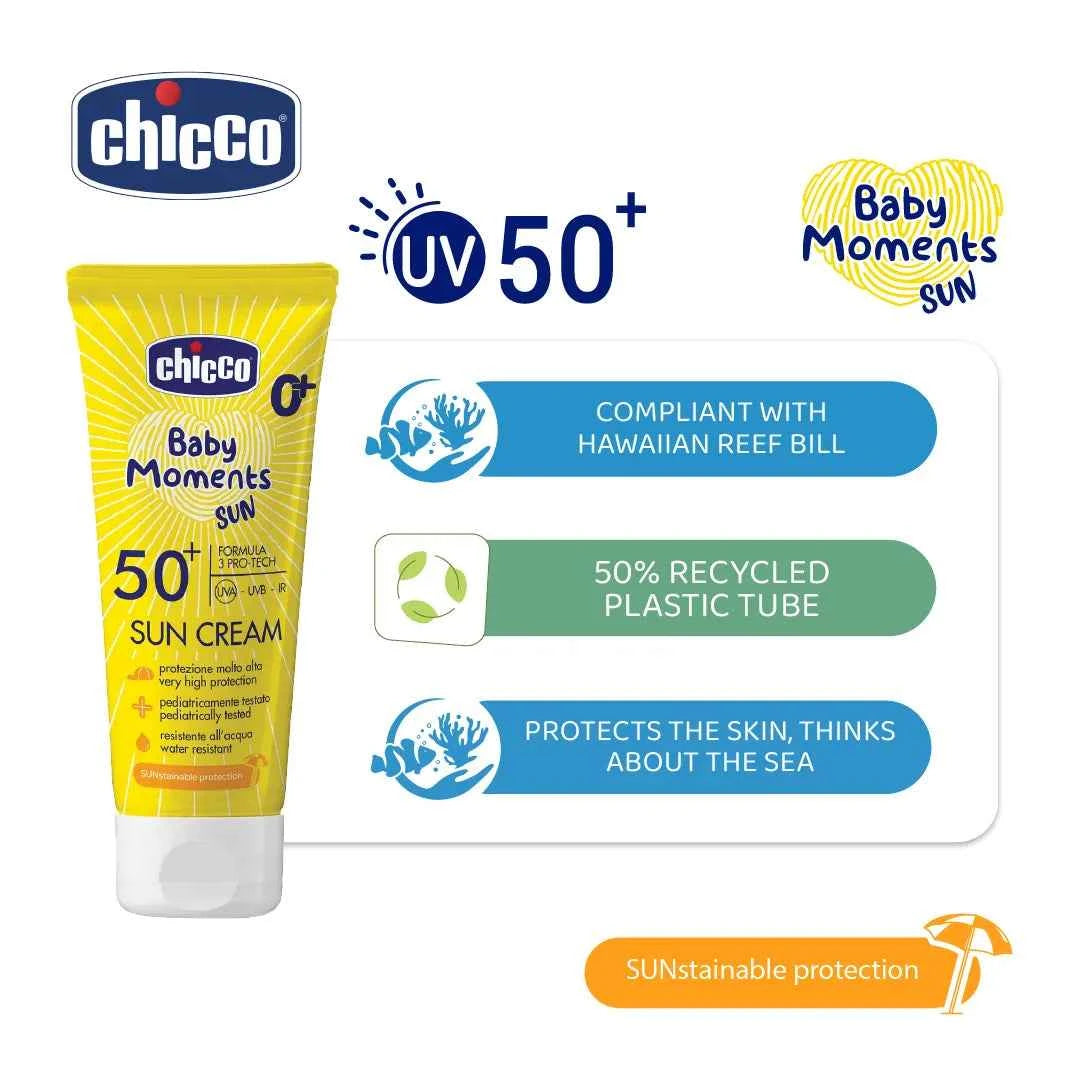 Chicco Baby Moments Sun SPF 50+ Sunscreen – 75ml, Newborn & Above