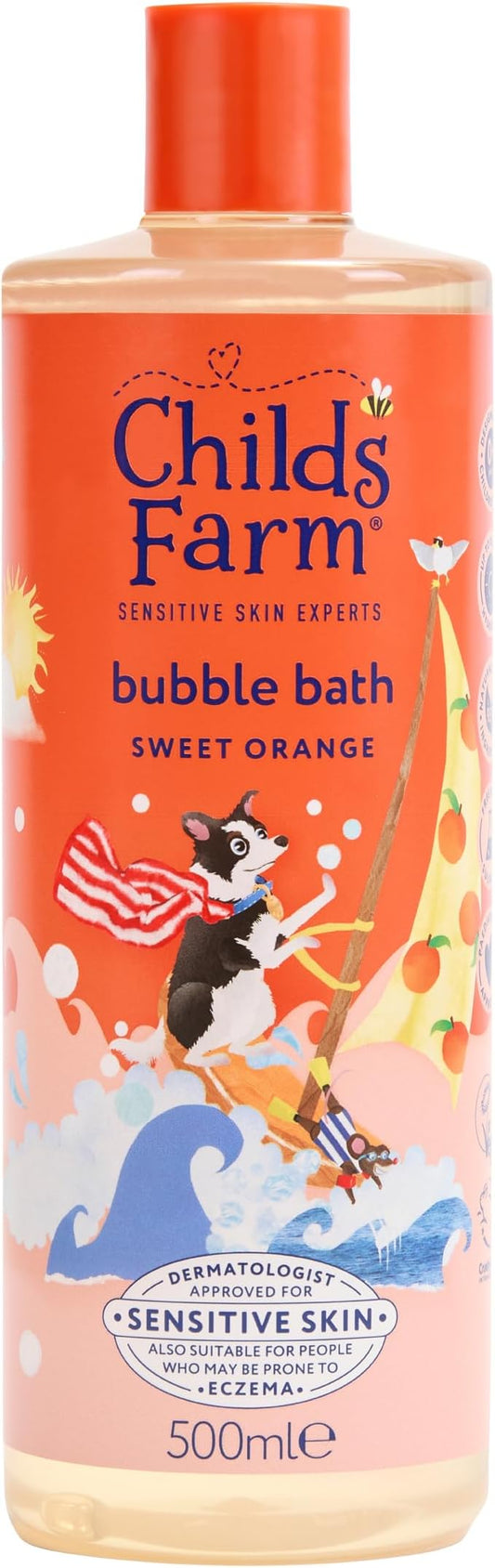 Childs Farm Kids Bubble Bath, Sweet Orange | Gently Cleanses & Soothes | Suitable for Dry, Sensitive Skin, 500ml