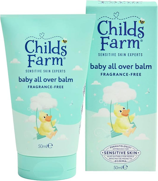 Childs Farm Baby All Over Balm, Fragrance Free | Soothing, Moisturising & Hydrating | Suitable for Newborns with Dry, Sensitive & Skin, 50ml