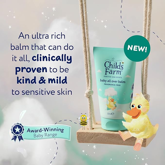 Childs Farm Baby All Over Balm, Fragrance Free | Soothing, Moisturising & Hydrating | Suitable for Newborns with Dry, Sensitive & Skin, 50ml
