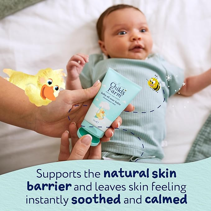 Childs Farm Baby All Over Balm, Fragrance Free | Soothing, Moisturising & Hydrating | Suitable for Newborns with Dry, Sensitive & Skin, 50ml