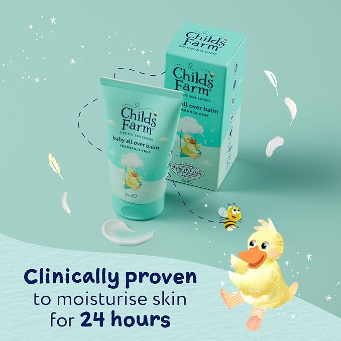 Childs Farm Baby All Over Balm, Fragrance Free | Soothing, Moisturising & Hydrating | Suitable for Newborns with Dry, Sensitive & Skin, 50ml
