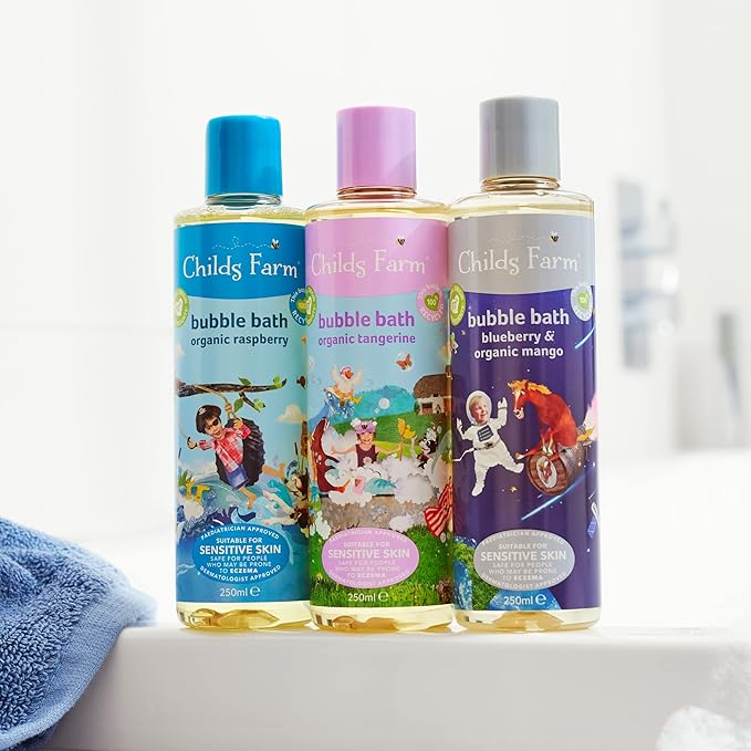 Childs Farm | Kids Bubble Bath 250ml | Organic Raspberry | Gently Cleanses & Soothes | Suitable for Dry, Sensitive & Eczema-Prone Skin
