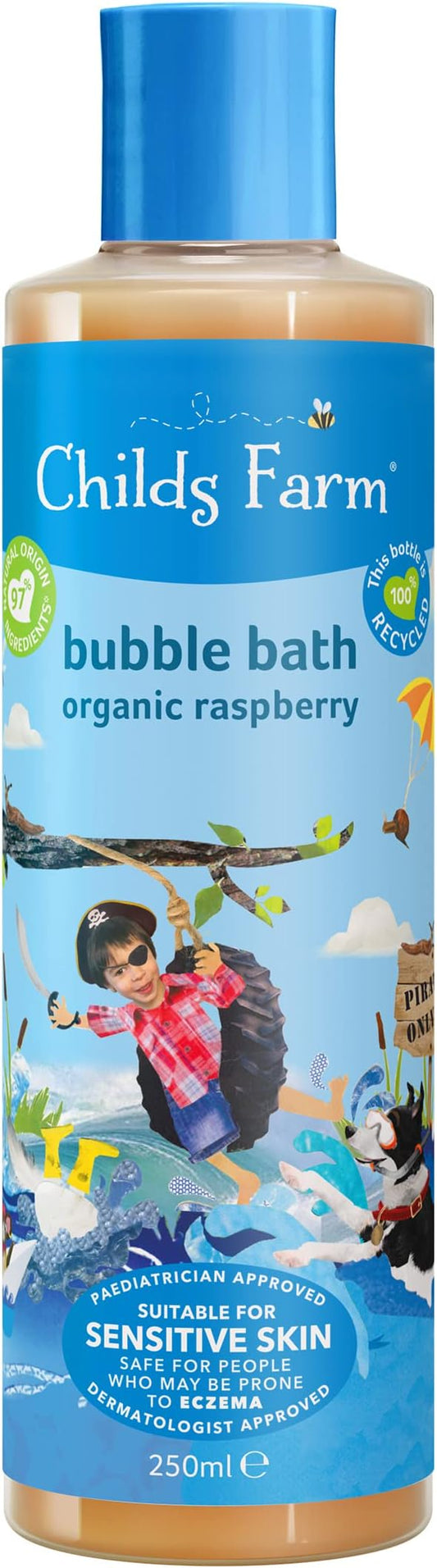 Childs Farm | Kids Bubble Bath 250ml | Organic Raspberry | Gently Cleanses & Soothes | Suitable for Dry, Sensitive & Eczema-Prone Skin
