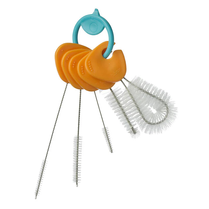 B.box Cleaning Brush Set – 5-Piece Bottle, Straw & Teat Cleaning Brushes with Handy Ring