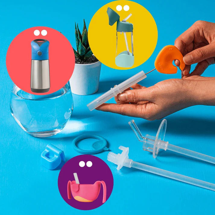 B.box Cleaning Brush Set – 5-Piece Bottle, Straw & Teat Cleaning Brushes with Handy Ring