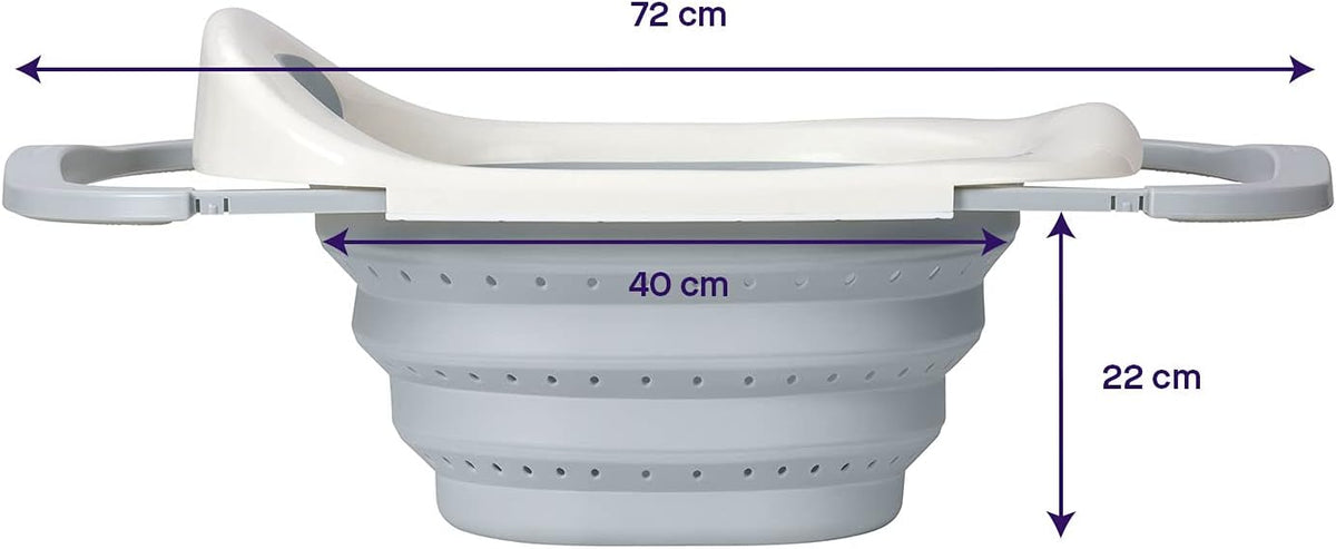 ClevaMama ClevaBath – Grey, Foldable Baby Sink Bath, 0–12 Months - Adenzo Comfies