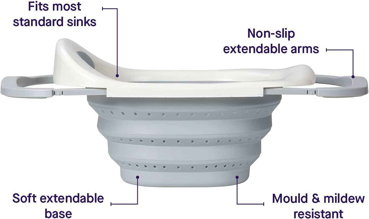ClevaMama ClevaBath – Grey, Foldable Baby Sink Bath, 0–12 Months