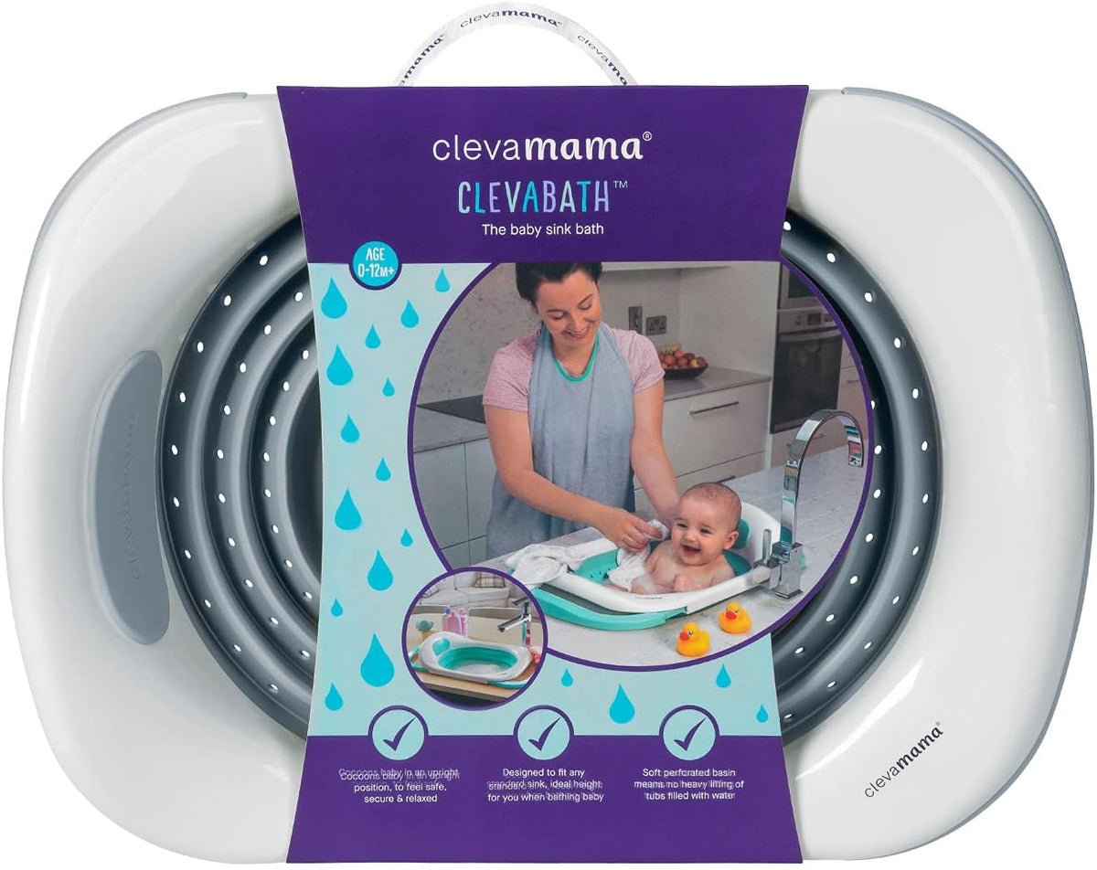 ClevaMama ClevaBath – Grey, Foldable Baby Sink Bath, 0–12 Months - Adenzo Comfies