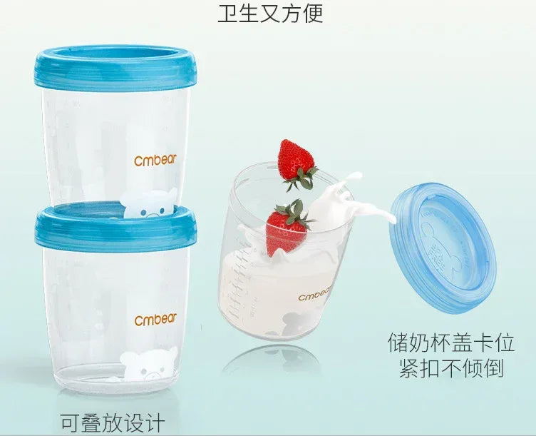 Cmbear Packaged Breast Milk Storage Cups – 6 Piece Set – Reusable BPA - Free Containers with Secure Lids – Safe Infant Feeding & Breast Milk Preservation - Adenzo Comfies
