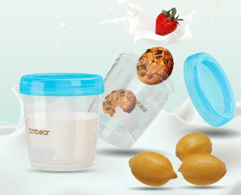 Cmbear Packaged Breast Milk Storage Cups – 6 Piece Set – Reusable BPA - Free Containers with Secure Lids – Safe Infant Feeding & Breast Milk Preservation - Adenzo Comfies