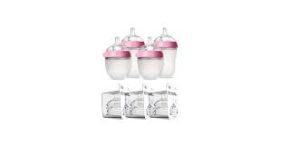 Comotomo Baby Bottle Bundle With 2x150ml Bottles, 2x250ml Bottles, and 3 Pairs of Teats-0-3m, 3m+, 6m+ (7 Piece Set)