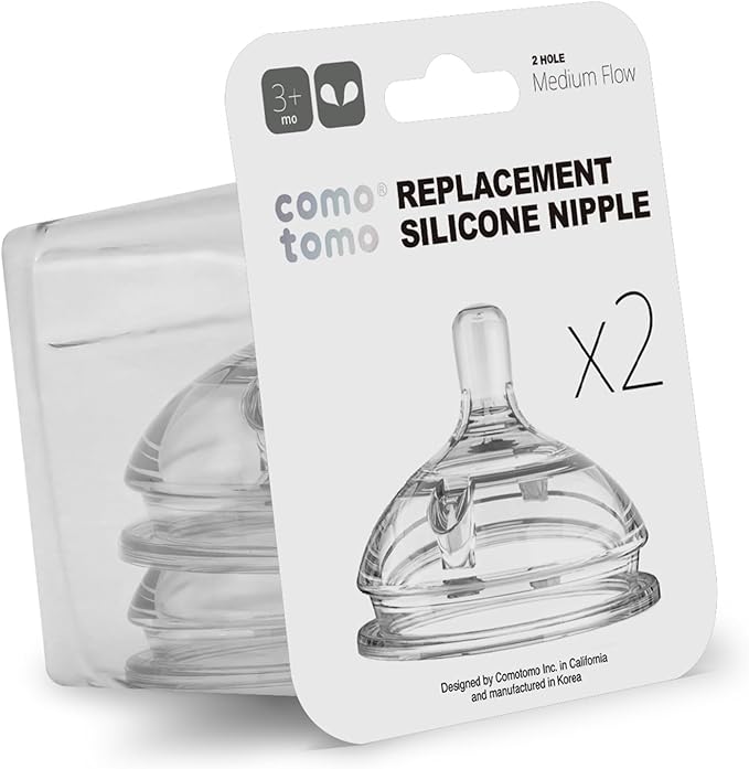 Comotomo "Natural Teat" Silicone Nipples, 3-6 Month, Pack Of 2