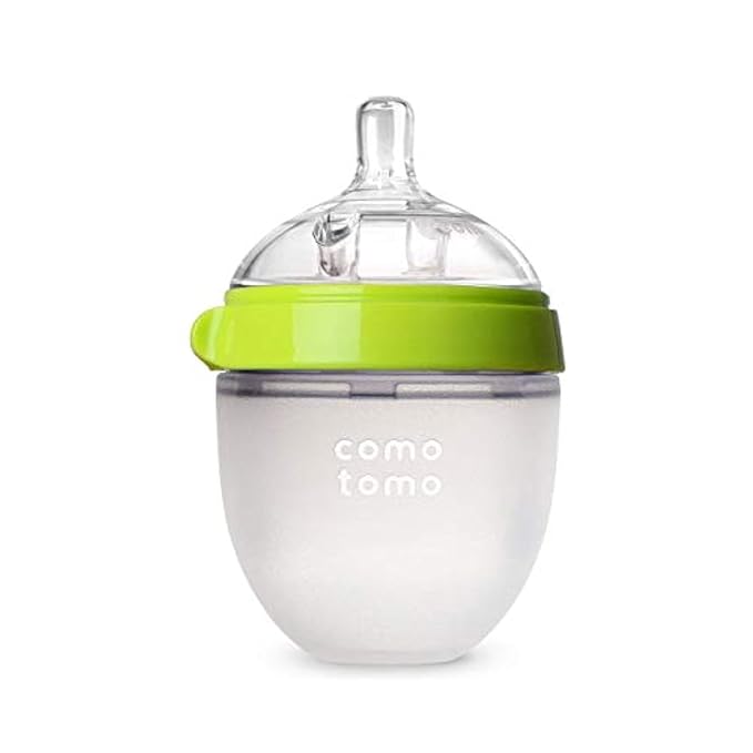 Comotomo Baby Bottle Single Pack, Green/ pink