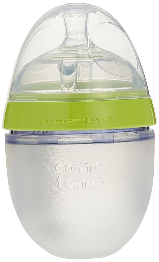 Comotomo Baby Bottle Single Pack, Green/ pink