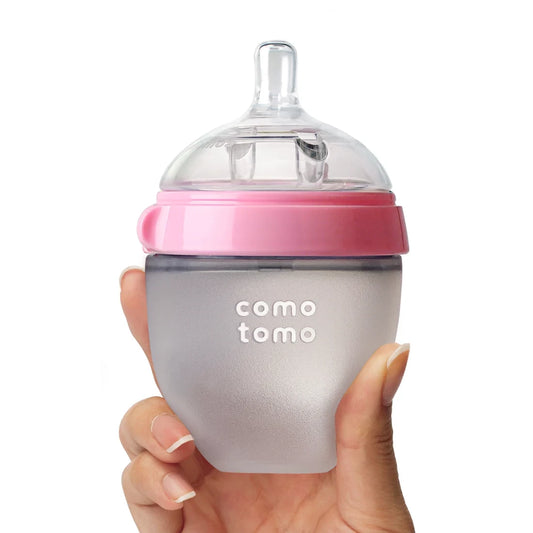 Comotomo Baby Bottle Single Pack, Green/ pink
