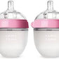 Comotomo 2 pack Baby Bottle, Green/Pink, 150ml/ 250ml, 2-Count