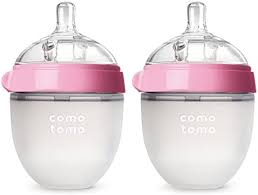 Comotomo 2 pack Baby Bottle, Green/Pink, 150ml/ 250ml, 2-Count