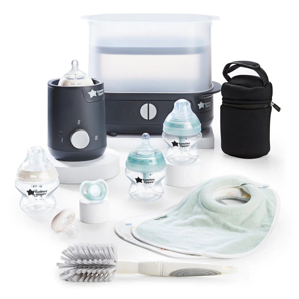 Tommee Tippee Complete Feeding Set – Electric Steam Steriliser, Bottle Warmer, Soothers & Bottles (Newborn Essentials, 12‑Piece Set) - Adenzo Comfies