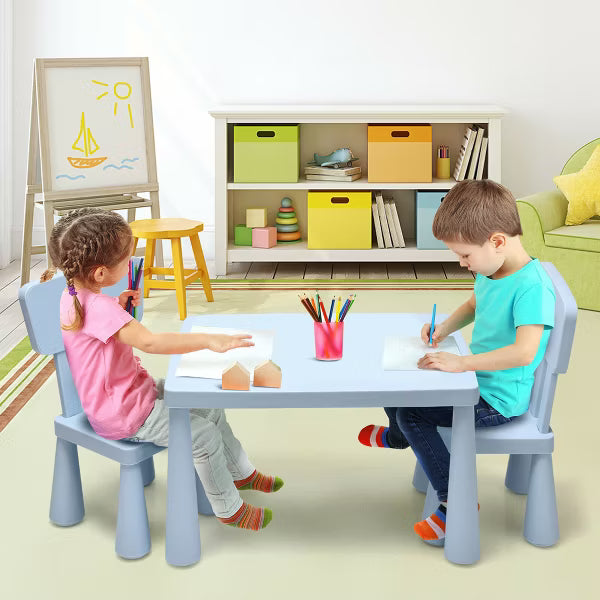 COSTWAY Kids Table and Chair Set, Children Multi Activity Desk with 2 Chairs, 3-Piece Toddler Furniture Set for Eating, Drawing, Writing, Craft, Snack Time, 77 x 55 x 50 cm - Adenzo Comfies