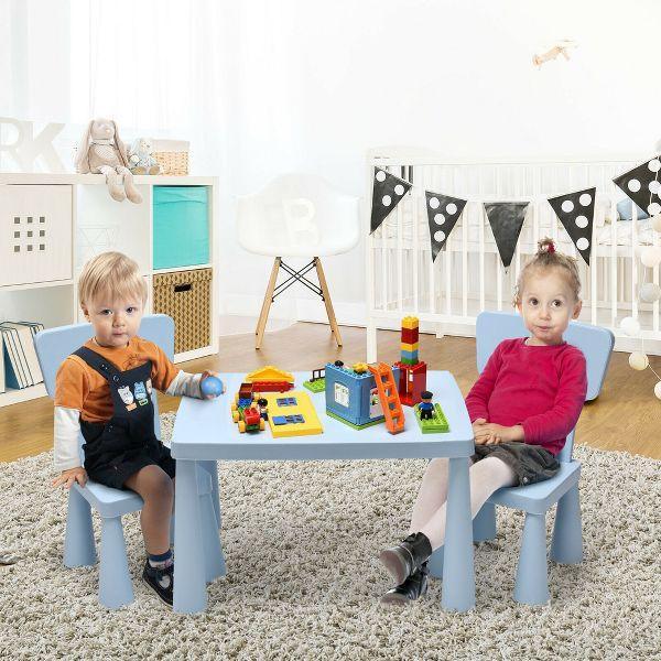 COSTWAY Kids Table and Chair Set, Children Multi Activity Desk with 2 Chairs, 3 - Piece Toddler Furniture Set for Eating, Drawing, Writing, Craft, Snack Time, 77 x 55 x 50 cm - Adenzo Comfies