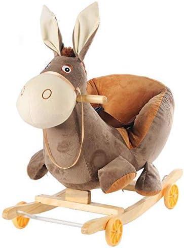 Creative children's early education toy solid wood belt music baby rocking horse dual - purpose plush rocking chair - Adenzo Comfies