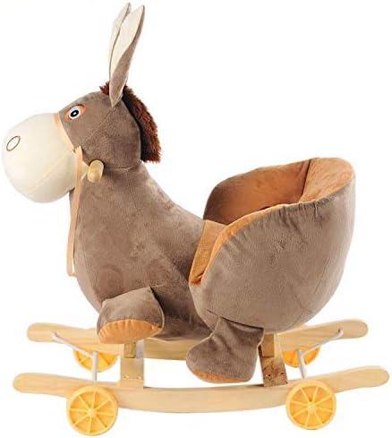 Creative children's early education toy solid wood belt music baby rocking horse dual - purpose plush rocking chair - Adenzo Comfies