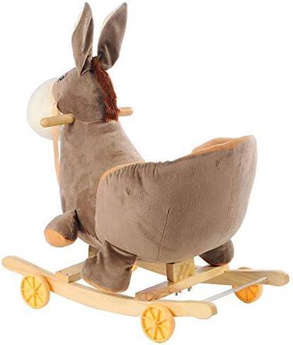 Creative children's early education toy solid wood belt music baby rocking horse dual - purpose plush rocking chair - Adenzo Comfies