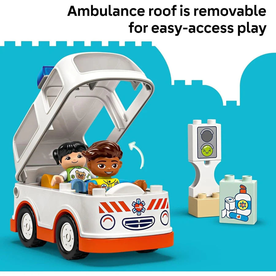 LEGO® DUPLO® Ambulance & Driver [10447] – 19‑Piece Preschool Rescue Playset with Figures, Ages 2+