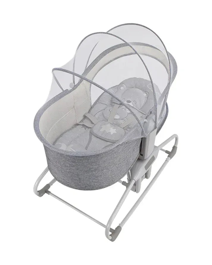 Mastela 4 in 1 Swing & Bassinet - 12 Melodies - Adjustable Backrest - 5 Points Harness - Breathable Mesh Sides & Soft Headrest - For 0 to 36M (Upto 9 Kg) - Light Grey - Adenzo Comfies