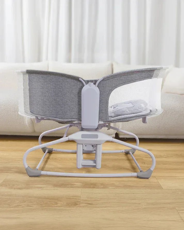 Mastela 4 in 1 Swing & Bassinet - 12 Melodies - Adjustable Backrest - 5 Points Harness - Breathable Mesh Sides & Soft Headrest - For 0 to 36M (Upto 9 Kg) - Light Grey - Adenzo Comfies