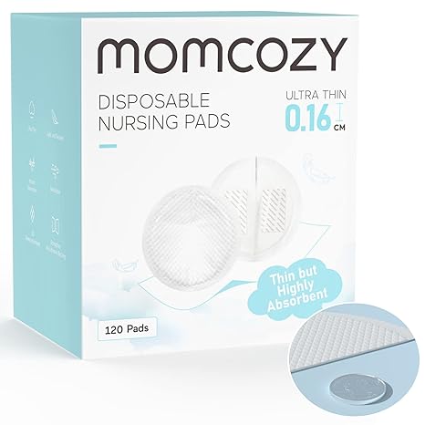 Momcozy Ultra-Thin Disposable Nursing Pads – Ultra-Absorbent, Breathable & Leak-Proof Breast Pads for Breastfeeding Moms, Individually Wrapped, 60 Count
