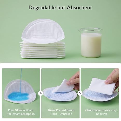 Momcozy Bamboo Fiber Disposable Nursing Pads – 100% Natural & Biodegradable, Ultra-Absorbent Leak-Proof Breast Pads for Breastfeeding Moms