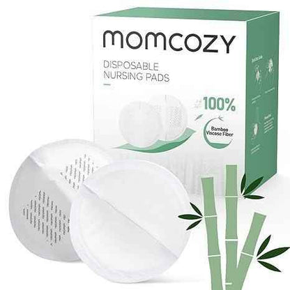 Momcozy Bamboo Fiber Disposable Nursing Pads – 100% Natural & Biodegradable, Ultra - Absorbent Leak - Proof Breast Pads for Breastfeeding Moms - Adenzo Comfies