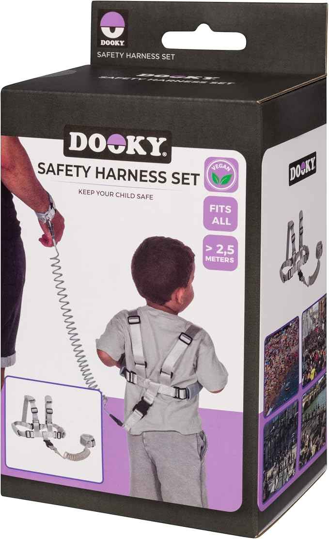 Dooky Safety Harness Set with Wristband – Black, 2.5m Range (6–36 Months)