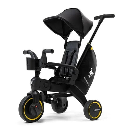 Doona Liki Trike S5 - Premium Foldable Trike for Toddlers, Kids/Baby Tricycle Stroller with Cushion Seat, UPF 50+ Sun Protection & Harness, Parental Control, Ages 10 Months to 3 Years, Midnight,Black - Adenzo Comfies